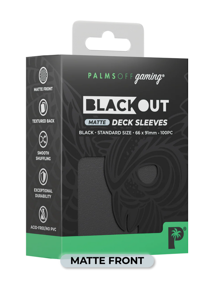 Palms Off Gaming Blackout Deck Sleeves Standard Size 100pc Matte