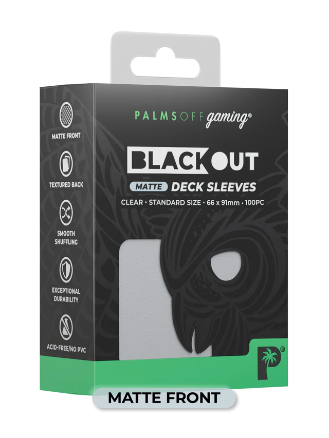 Palms Off Gaming Blackout Deck Sleeves Standard Size 100pc Matte