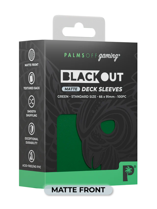 Palms Off Gaming Blackout Deck Sleeves Standard Size 100pc Matte