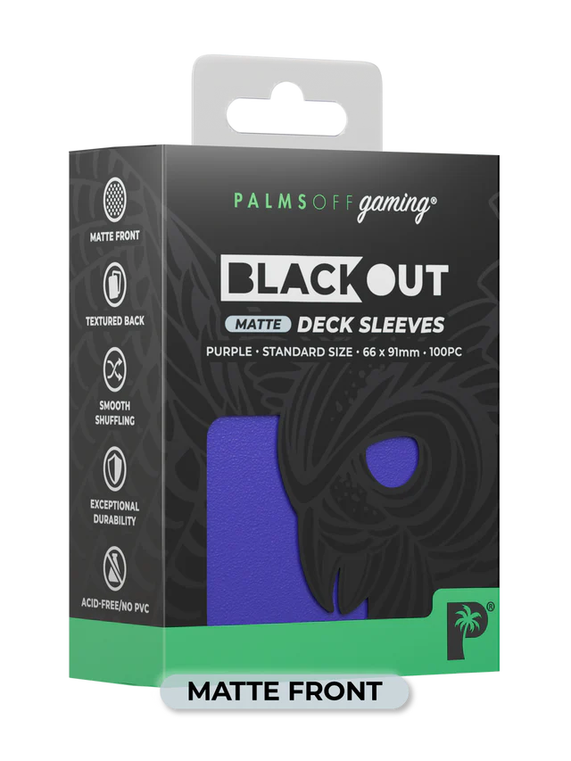Palms Off Gaming Blackout Deck Sleeves Standard Size 100pc Matte
