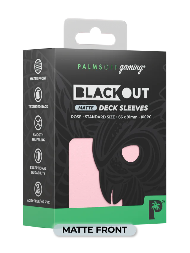 Palms Off Gaming Blackout Deck Sleeves Standard Size 100pc Matte